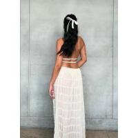 Conjunto de Dos Piezas para Mujer Verano 2025 TOP Cruzado con Espalda Descubierta y Falda Larga Fluida Estilo Y2K para Playa, Fiestas o Looks Diarios Tejido Transpirable y Exclusivo en Miravia - details 15