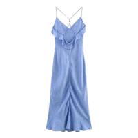 Vestido largo de verano 2025 para mujer, con capas decorativas, diseño sin espalda, estilo simple y exclusivo, ideal para vacaciones. - details 2