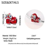 Abalorios de Danza de León y Gato de Sello de Plata Esterlina S925 100% Auténticos para Pulsera DIY de 3mm Joyería de Moda para Mujeres Regalo con Piedra de Zirconia - details 1