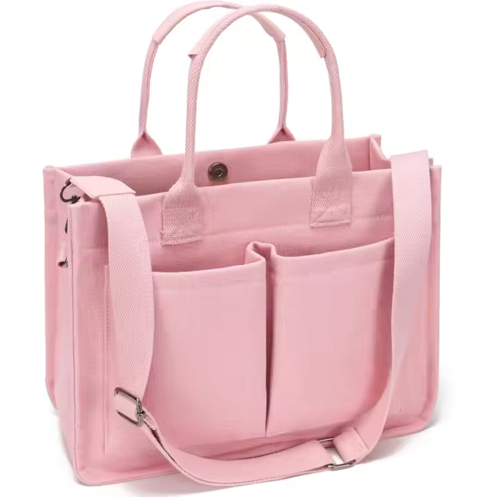 Bolso grande de lona para mujer con bolsillo, para ordenador portátil, bolso de mano para trabajo, la playa, el gimnasio - 1