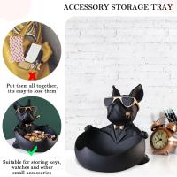 Escultura de Bulldog Francés, estatua de perro con bandeja y soporte para llaves, adornos de decoración del hogar, regalo de almacenamiento, estatuilla de Animal - details 2