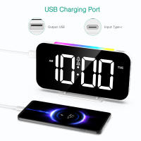 ORIA Reloj Despertador Digital, Reloj de Noche Digital con Modos de luz Nocturna de 10 RGB, Pantalla Grande de 16.8 cm, 5 Luminosidades Ajustables, Alarma Doble, Repetición, Puerto de Carga USB - details 6