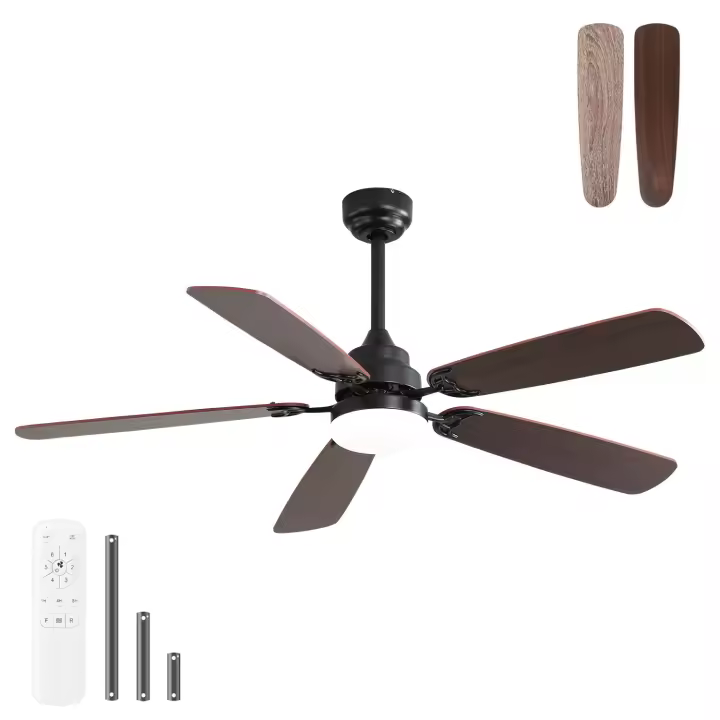 Ventilador de techo con iluminación LED- Luminosidad regulable- Flujo reversible de calor y frío - Adecuado para todas las estaciones - 1