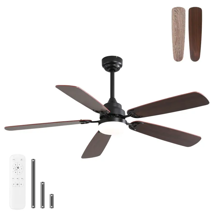 Ventilador de techo con iluminación LED- Luminosidad regulable- Flujo reversible de calor y frío - Adecuado para todas las estaciones - 1