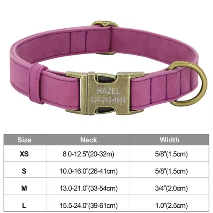 Perro personalizado Cuero PU, Collar de Perro personalizado, Collares mascotas grabado Free para Perros Pequeños, medianos - 1