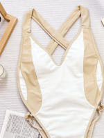High Cut Halter One Piece Swimsuit 2024 Swimwear for Women Sexy Cross Bandage Bathing Suit Backless Monokini - details 3