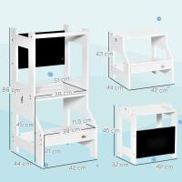 Taburete de Aprendizaje 2 en 1 Versátil para Niños Mayores de 3 Años Escritorio Convertible con Escritura y Barra de Seguridad 42x44x86 cm Gris - details 4