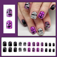 Uñas postizas de color morado y negro con purpurina, duraderas y nunca divididas, cómodas, para uso diario y en fiestas - details 1