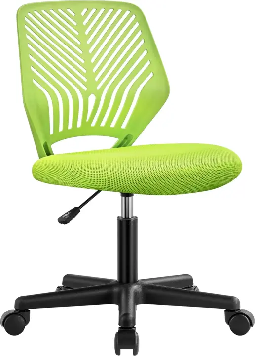 Silla Escritorio de Oficina Ergonómica Silla Giratoria Altura Ajustable sin Reposabrazos Asiento Malla Rosa - 1