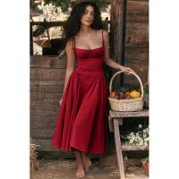 Vestido Largo Vintage de Verano 2025 Estilo de Corte Real con Cuello de Corazón Dulce - details 98