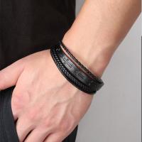 Brazalete de Cuero Tejido a Mano con Cruz Pulsera de Aleación Magnética para Hombre - details 2