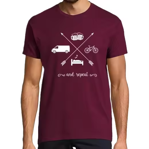 Furgo, dormir, bici, birra y repetir Camisetas CERVEZA,Pack Regalo Camiseta Personalizada - 1