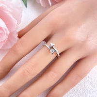 Anillo de Plata de Ley 925, anillo de hojas brillantes para mujer, circonita cúbica CZ, estrella, Luna, flor, joyería de boda, anillos, regalos - details 2
