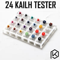 Probador de interruptores de 24 interruptores con base acrílica, teclas en blanco para teclado mecánico, caja kailh, pesado pro, púrpura, naranja, amarillo, dorado - details 0