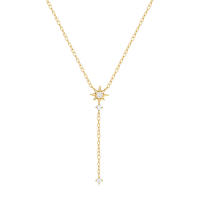 Collar de borla larga en forma de Y, cadena de hueso con cierre de estrella octogonal - details 4