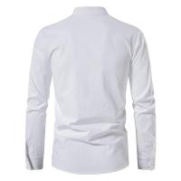 Nueva blusa informal para hombre, Tops de lino y algodón, camiseta de manga larga, camisas de Yoga Vintage con tapeta inclinada para primavera y otoño - details 15