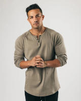 Camisetas deportivas para hombre, camiseta informal de algodón con cuello Henry - details 16