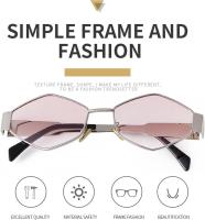Gafas de sol para mujer, vintage, estrechas, hexagonales, montura de metal, retro, UV400 - details 7