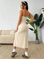 Vestido de otoño sin tirantes de leopardo, falda larga abierta para mujer, corte curvo, tendencia de moda internacional - details 7