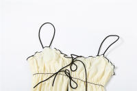 2024 Primavera/Verano ropa de mujer temperamento de nicho estilo socialité francés encaje plisado hasta la cintura vestido con tirantes ceñidos - details 13
