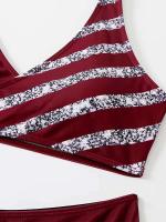 Bikini push-up blanco para mujer, microbañador sexy a rayas de talla grande, conjunto de dos piezas, traje de baño brasileño XXXL - details 7