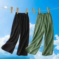 Pantalón de mujer de lino y algodón pantalón de pierna ancha ligero y suelto - details 2