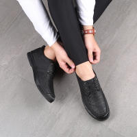 Los mocasines de cuero de vaca con cordones informales de negocios para hombre son cómodos y livianos - details 1