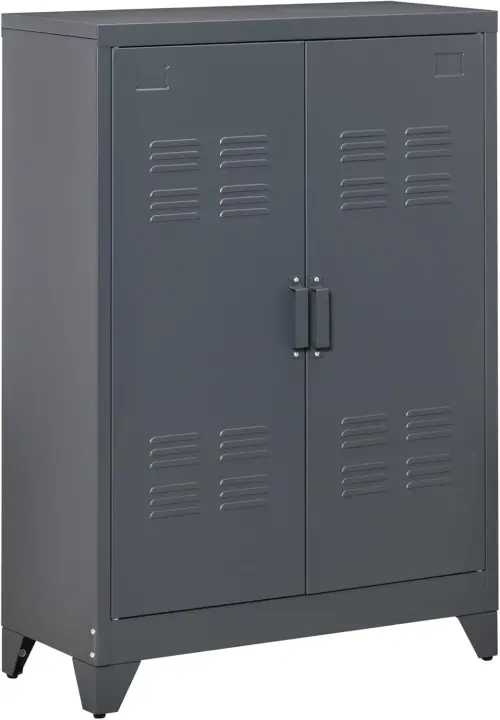 Armario de Almacenamiento Metálico Doble Puerta Ajustable para Oficina, Salón, Dormitorio - 1