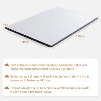 Colchón de Espuma viscoelástica Topper con memoria con Funda removible y lavable, 140 x 190 cm, 4 cm, Blanco - details 12