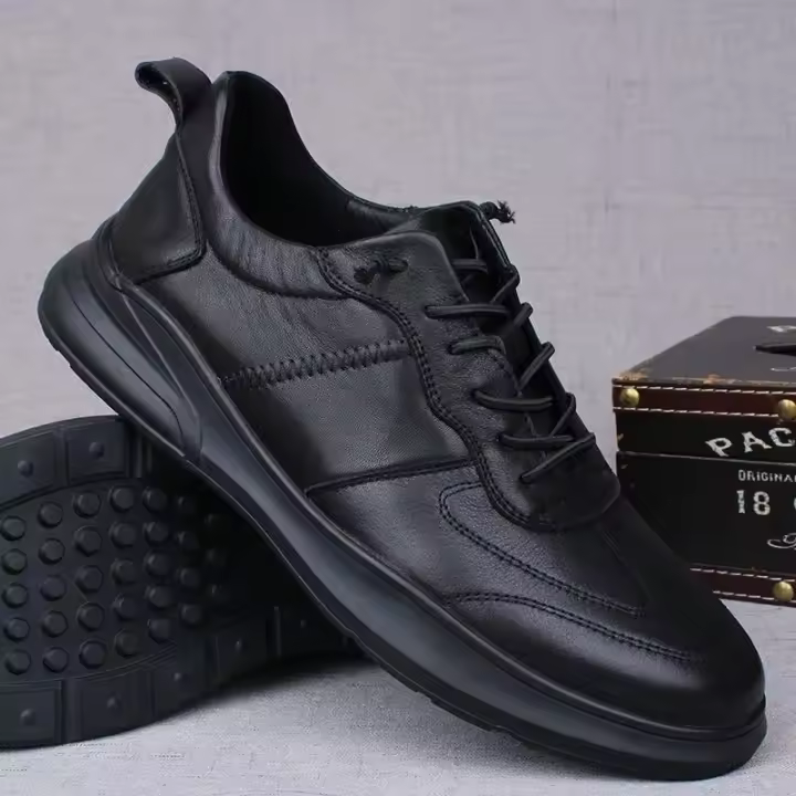 Nuevos Zapatos Deportivos Y De Ocio De Cuero Suave Para Hombres, Zapatos De Cuero Transpirables Ligeros Y Versátiles - 1