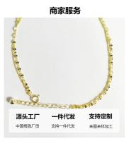 Tobillo de Plata Pura 14K Moda Coreana Niche para Mujeres Cadena Densa de Hoja de Mugazzu Doble Capa Bola de Oro - details 3