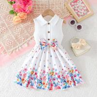 Vestido Niños De 4 A 8 Años, Vestidos De Princesa Con Botones Y Encaje Floral Sin Mangas Cumpleaños, Ootd Para Niña - details 1