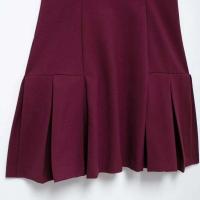 TRZA-Mini vestido de punto plisado acanalado en contraste para mujer, cuello polo, mangas cortas, vestidos femeninos, moda elegante - details 5