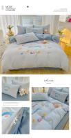 Juego de Ropa de Cama con Diseño de Pato Conejo Oso de Dibujos Animados para Niños Funda de Edredón Cubierta de Cama y Funda de Almohada de Cuatro Piezas - details 14