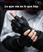 Guantes de medio dedo de piel de oveja a prueba de caídas - details 0