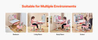 SucceBuy Juego de escritorio y silla de estudio para niños, altura ajustable con estantería y cajón de almacenamiento, 0-40 ° Escritorio inclinado, mesa de estudio, rosa - details 5