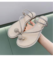 Nuevas Sandalias Planas de Moda para Mujer Diseño Versátil con Punta Abierta Diamantes de Imitación - details 2