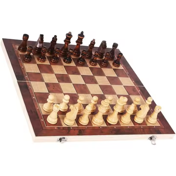 Juego de ajedrez plegable de madera Excitat 3 en 1 para niños y adultos 34x34cm - 1