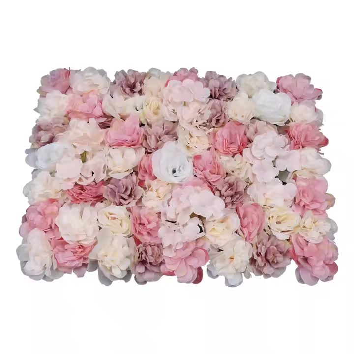 Paneles de flores artificiales para pared, Fondo de fiesta de boda, decoración de lugar, color rosa, 12 piezas - 1