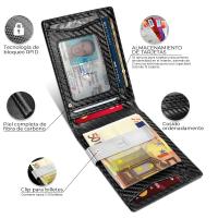 Cartera para Hombre Slim Fibra de Carbono con Bloqueo RFID, Tarjetero Hombre Ranuras para Tarjetas de Crédito, Clip para Billetes, Cartera Hombre Minimalista Bi-Fold con Caja de Regalo - details 0