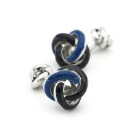 Gemelos con nudo de doble cara con diseño de bola para hombre, material de cobre de alta calidad, azul, venta al por mayor y al por menor - details 5
