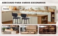 Taburete Alto de Cocina, Taburete de Cocina con Respaldo de Polipiel, Silla Alta para Barra, Comedor y Salón, Negro, Marrón - details 6