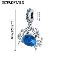 Cuentas de Joyería de Plata Esterlina 925 en Forma de Cangrejo Azul para Mujeres Apto para Pulseras de 3mm Joyería de Moda 2022 - details 1