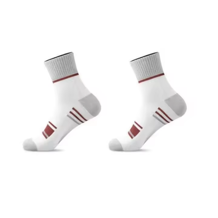Calcetines de algodón puro de poliéster para hombre, medias antideslizantes a media pantorrilla, calcetines informales a rayas, desodorante antiolor, calcetín deportivo a media pantorrilla - 1