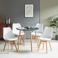 Mesa de Comedor, Estilo escandinavo Ronda Mesa y Patas de Madera de Haya, 80*72 cm, Color Blanco - details 30