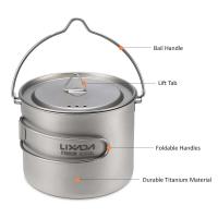 Lixada - maceta colgante portátil de titanio ultraligera, 900 ml/1600 ml, con asa plegable con tapa, utilizada para acampar al aire libre, hacer senderismo, - details 52