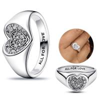 Anillo de Plata de Ley 925 con circonita en forma de corazón para mujer, joyería de boda, regalos - details 1
