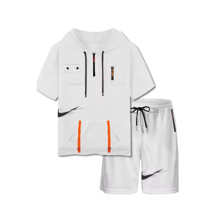 Conjunto de Verano 2025 para Hombres Camiseta de Manga Corta con Capucha Conjunto Deportivo Casual - 1