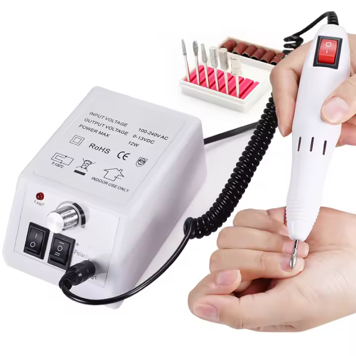 Taladro eléctrico para uñas, aparato de manicura, 6 piezas, juego de brocas, removedor de cutículas de Gel, máquina de pedicura, herramienta para uñas, 12W - 1