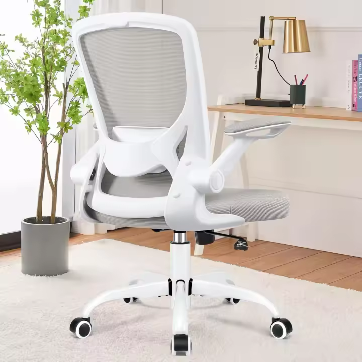 Silla de oficina ergonómica con reposabrazos plegables, silla de ordenador giratoria de malla de 360° ° - 1